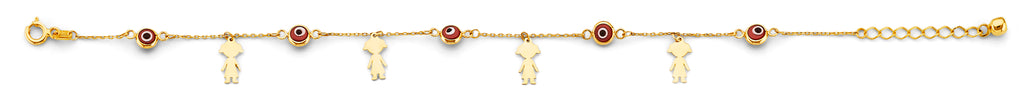 14K Yellow Gold Light Link ID & Evil Eye Bracelet - AB1064