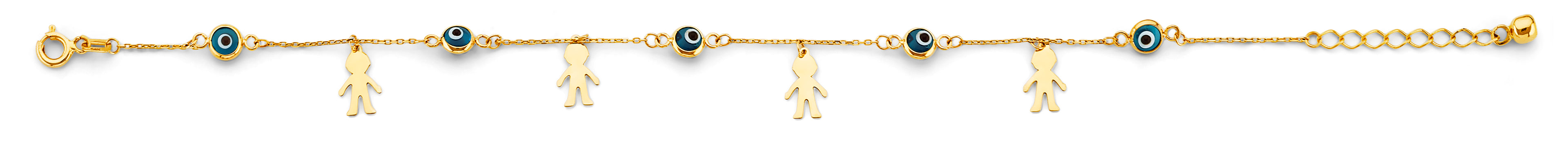 14K Yellow Gold Light Link ID & Evil Eye Bracelet - AB1065