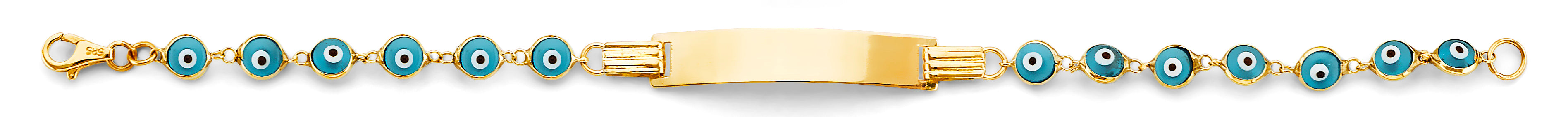 14K Yellow Gold Light Link ID & Evil Eye Bracelet - AB1068