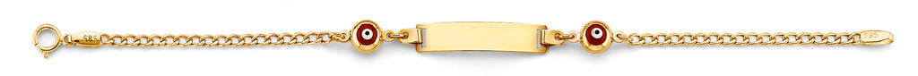 14K Yellow Gold Light Link ID & Evil Eye Bracelet - AB1069