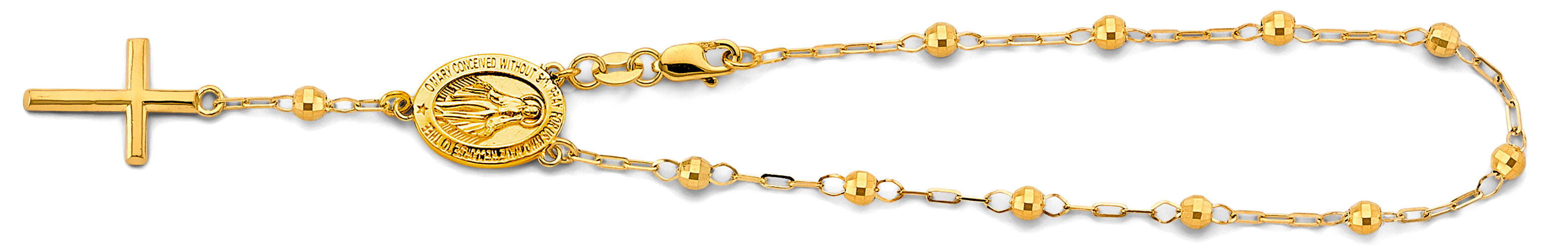 14K Yellow Gold Rosary Necklace & Bracelet 3mm - AB1090