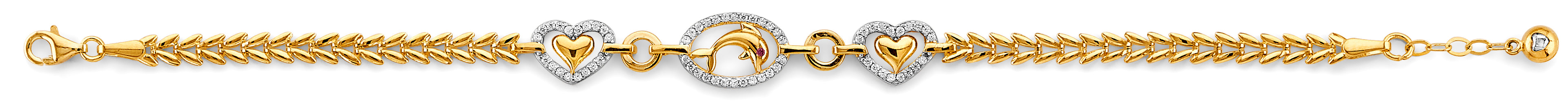 14K Yellow Gold Hollow Necklace & Bracelet - AB1093