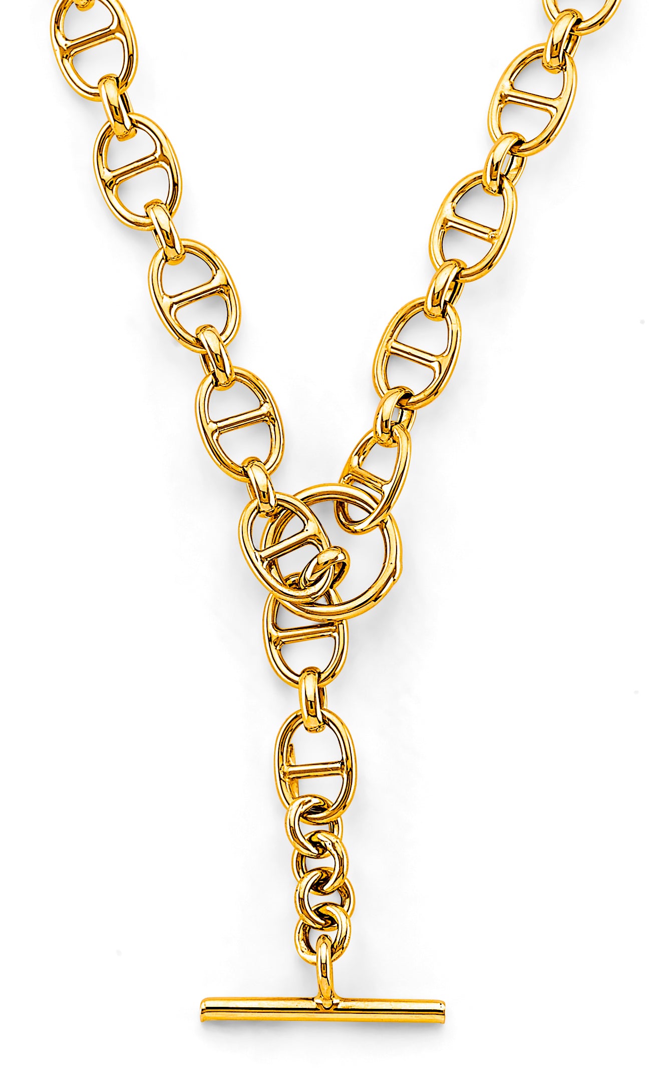 14K Yellow Gold Hollow Necklace & Bracelet - AB1120