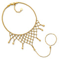 14K Yellow Gold Mesh Bead Necklace & Bracelet - AB1125