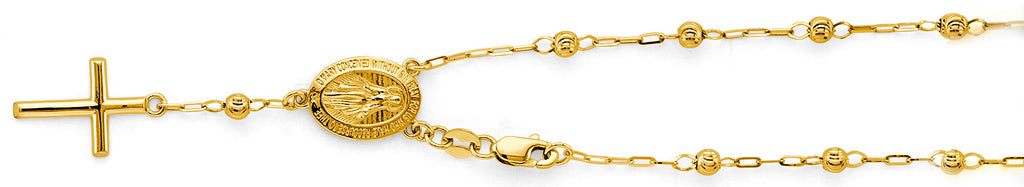 14K Yellow Gold Rosary Necklace & Bracelet 3mm - AB1173