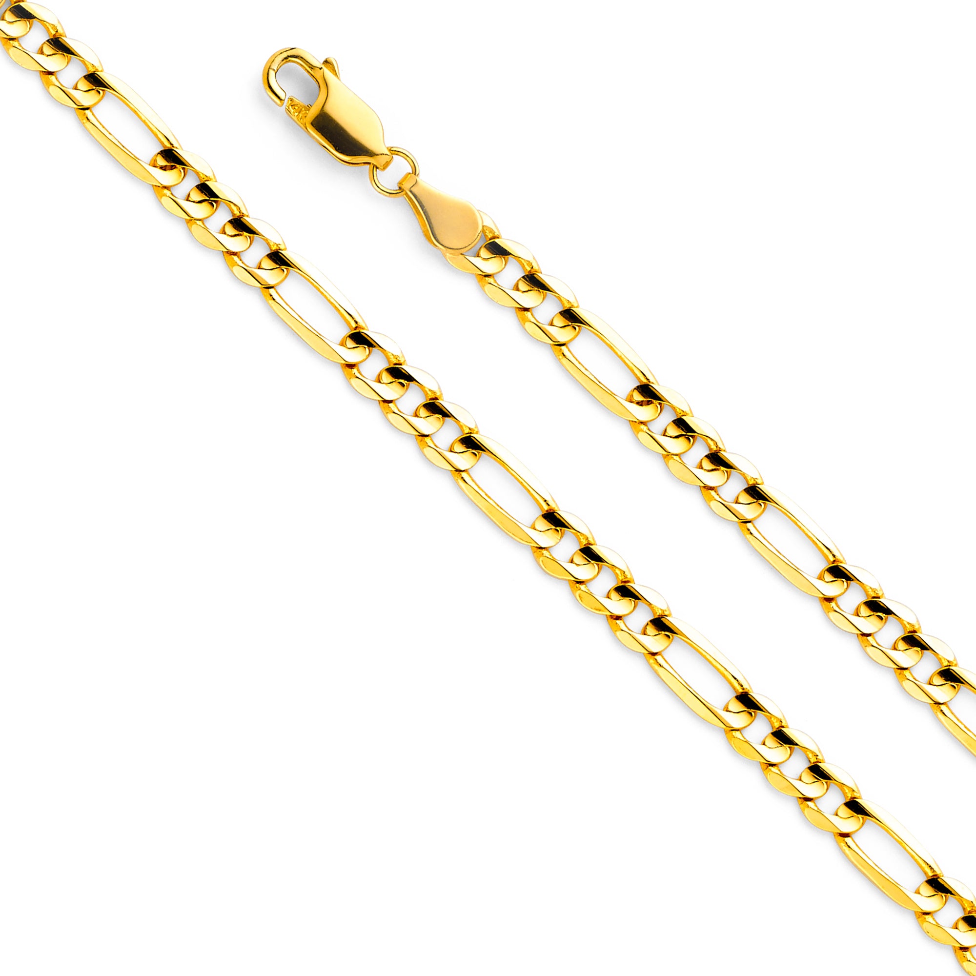 14K Yellow Gold Figaro 3+1 Concave Light 4.6mm Chain - CH-0101