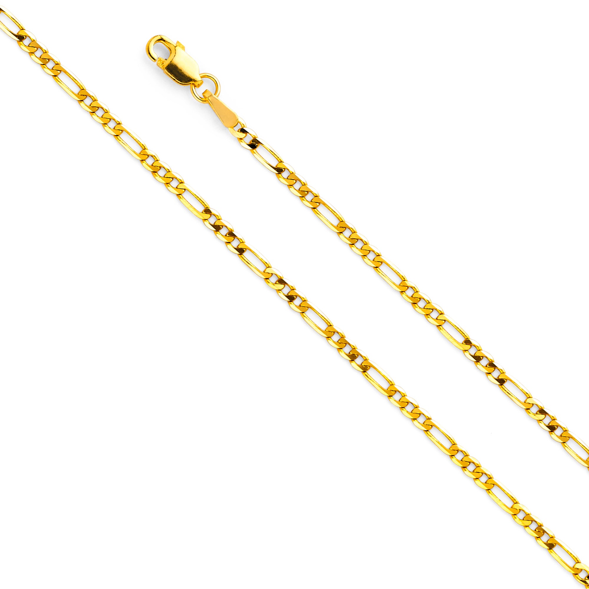 14K Yellow Gold Figaro 3+1 Concave Light 2.2mm Chain - CH-0104