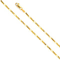 14K Yellow Gold Figaro 3+1 Concave Light 1.9mm Chain - CH-0105