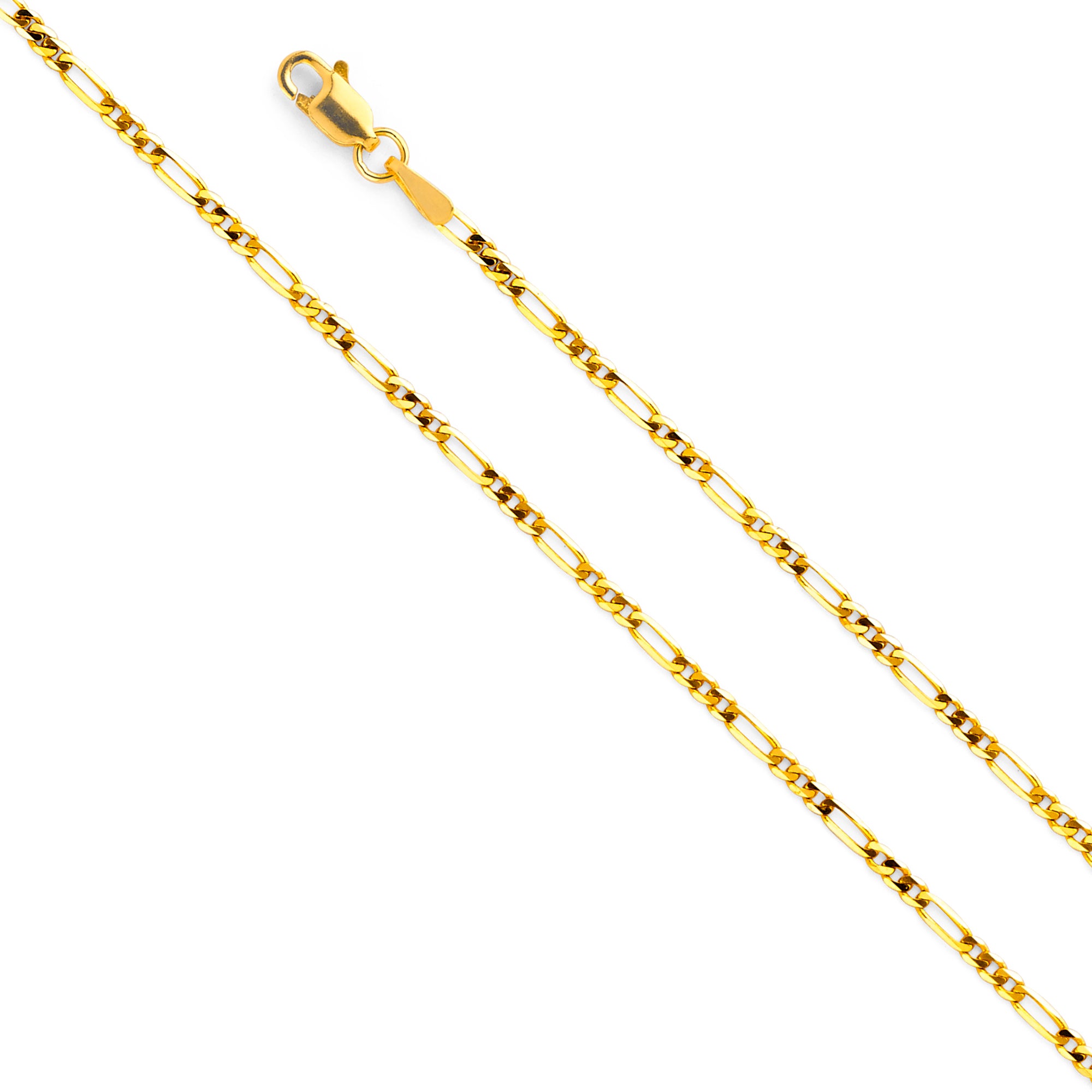 14K Yellow Gold Figaro 3+1 Concave Light 1.9mm Chain - CH-0105