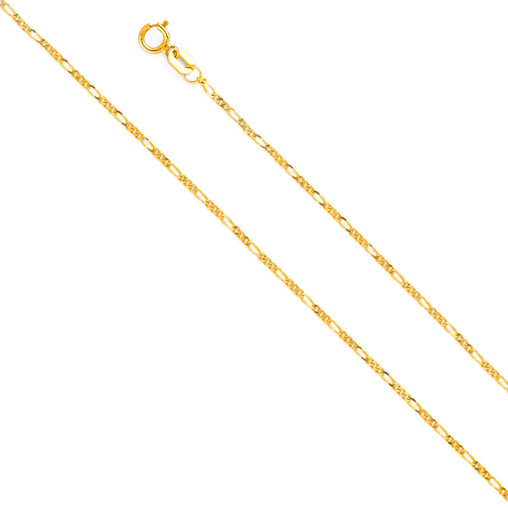 14K Yellow Gold Figaro 3+1 Concave Light 1.2mm Chain - CH-0106