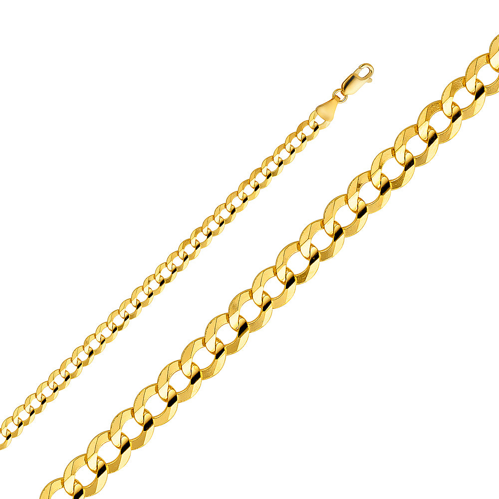 14K Yellow Gold Curb Concave Open Light 5.7mm Chain - CH-0107