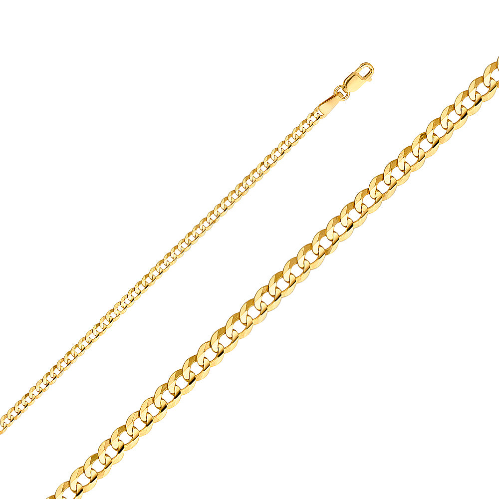 14K Yellow Gold Curb Concave Regular 2.7mm Chain - CH-0111