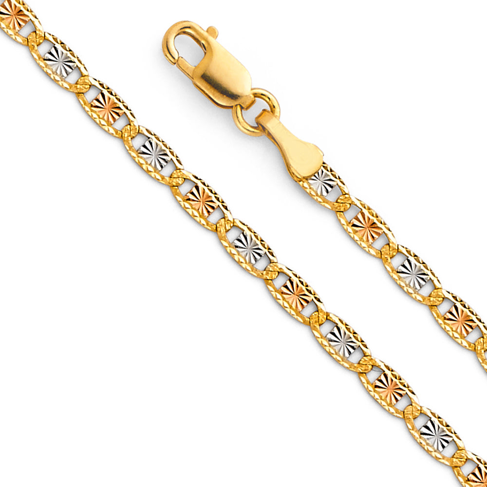 14K Yellow Gold Valentino with Star & Rail D.C. 2.6mm Chain - CH-0113