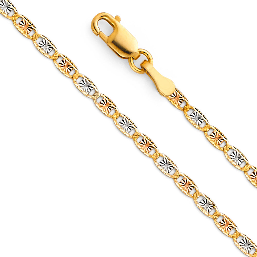 14K Yellow Gold Valentino with Star & Rail D.C. 2.1mm Chain - CH-0114