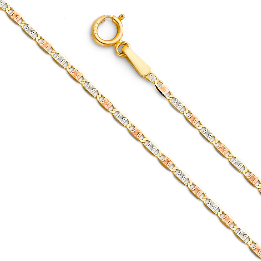14K Tri Color Gold 3 Color Valentino with Star D.C. 1.5mm Chain - CH-0116