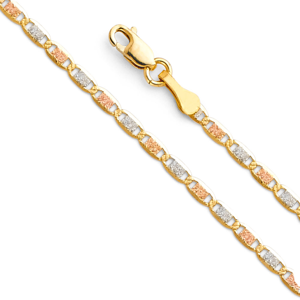 14K Tri Color Gold 3 Color Valentino Basic 2.1mm Chain - CH-0117