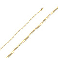 14K White Gold Figaro 3+1 Light White Pave 2.2mm Chain - CH-0122