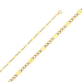 14K White Gold Stamped Figaro 3+1 White Pave 3.7mm Chain - CH-0132