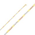 14K Tri Color Gold 3 Color Stamped Figaro 3+1 3.7mm Chain - CH-0134