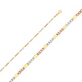 14K Tri Color Gold 3 Color Stamped Figaro 3+1 3.2mm Chain - CH-0135