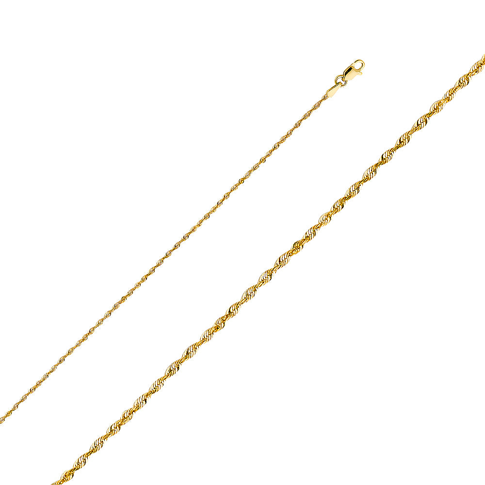 14K Yellow Gold Solid Solid Super Light Rope D.C. 1.5mm Chain - CH-0140