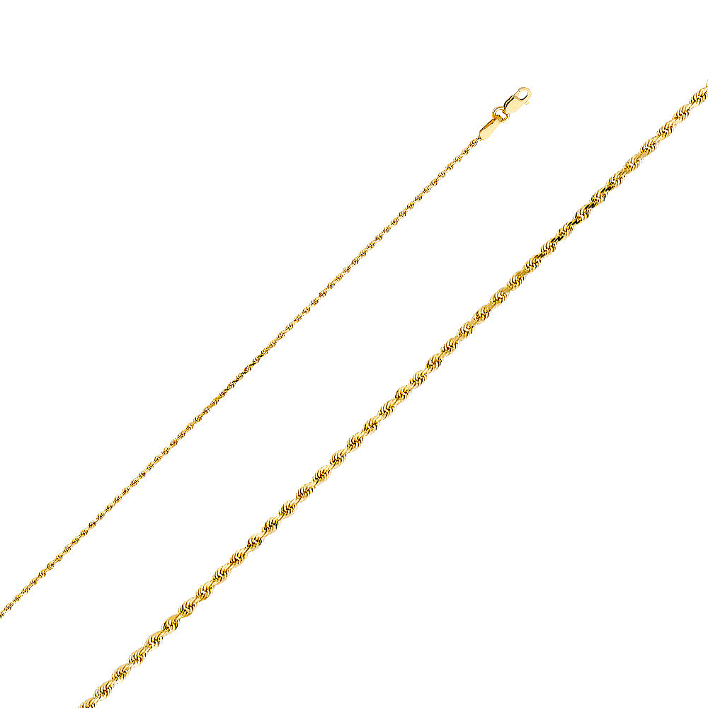 14K Yellow Gold Solid Solid Regular Rope D.C. 1.2mm Chain - CH-0141