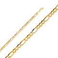 14K Yellow Gold Hollow Bevelled Figaro 3+1 5.1mm Chain - CH-0155