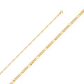 14K Yellow Gold Hollow Bevelled Figaro 3+1 2.1mm Chain - CH-0159