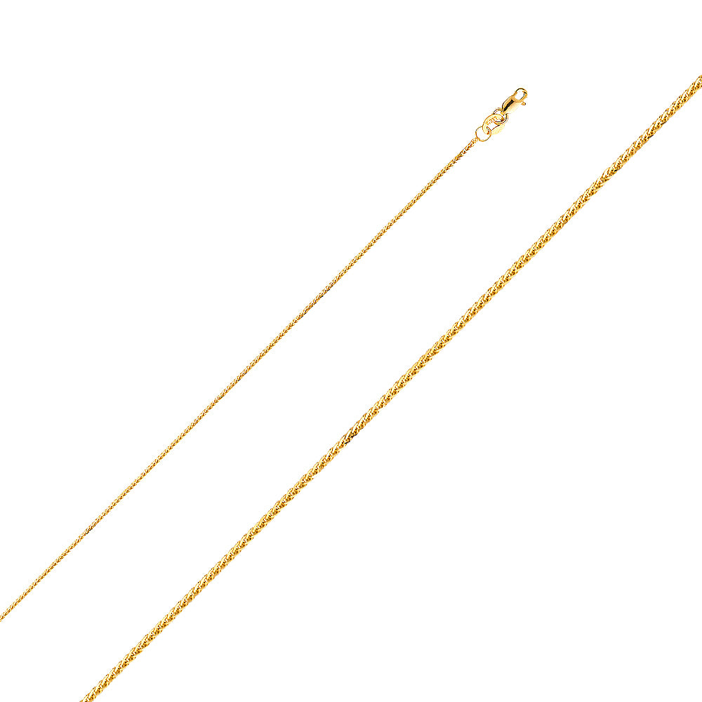 14K Yellow Gold D.C. Square Wheat 0.8mm Chain - CH-0193