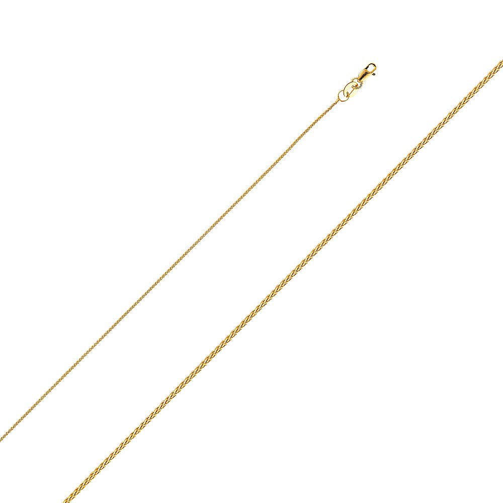 14K Yellow Gold Round Wheat (Mat Finish) 0.9mm Chain - CH-0197
