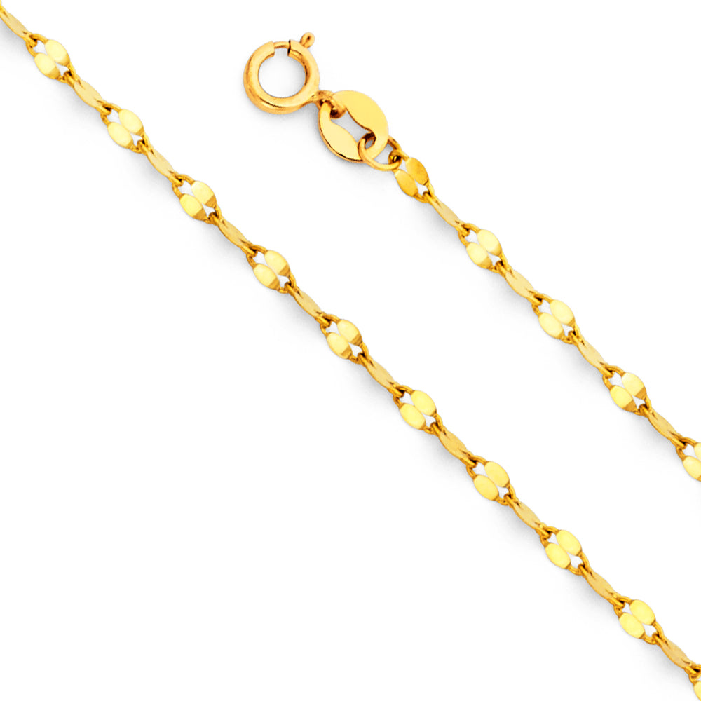 14K Yellow Gold Stamped Mirror 2mm Chain - CH-0244