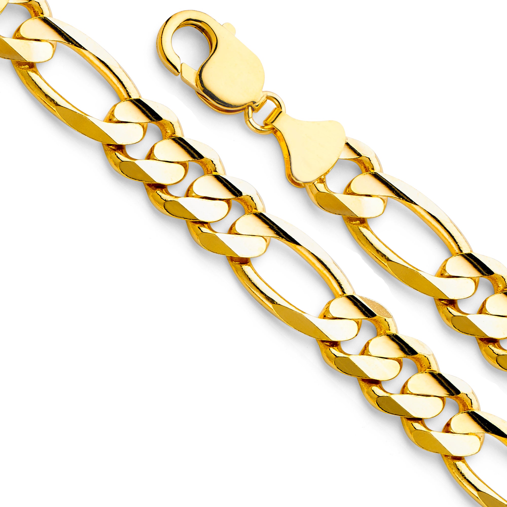 14K Yellow Gold Figaro 3+1 Concave Regular 11.3mm Chain - CH-0286