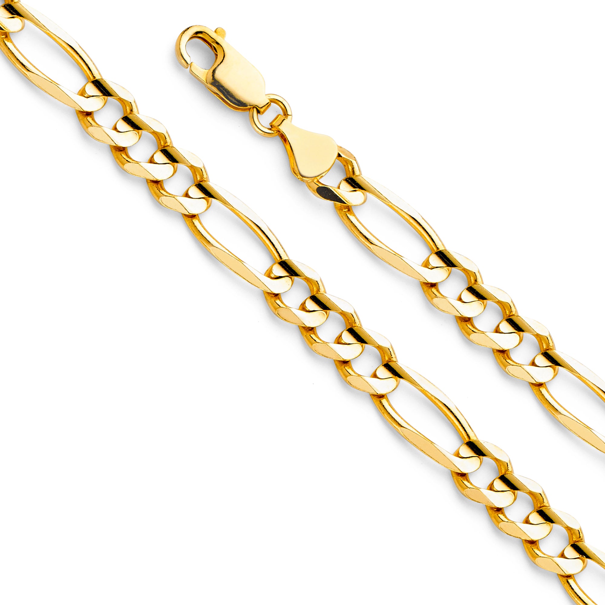 14K Yellow Gold Figaro 3+1 Concave Regular 6.9mm Chain - CH-0289