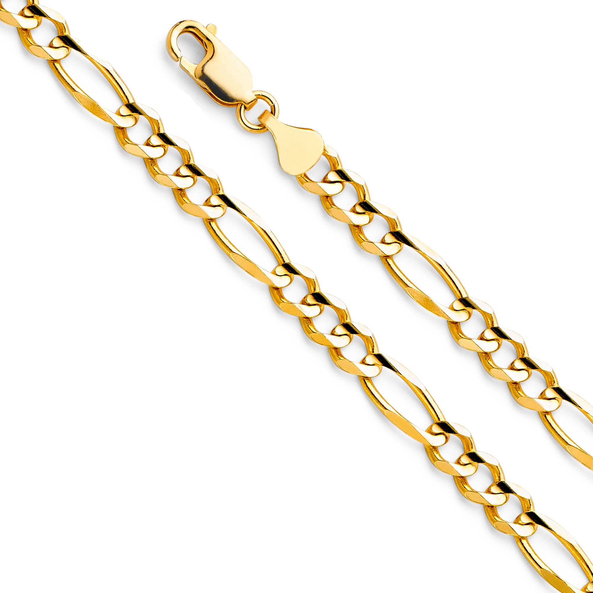 14K Yellow Gold Figaro 3+1 Concave Regular 6mm Chain - CH-0290