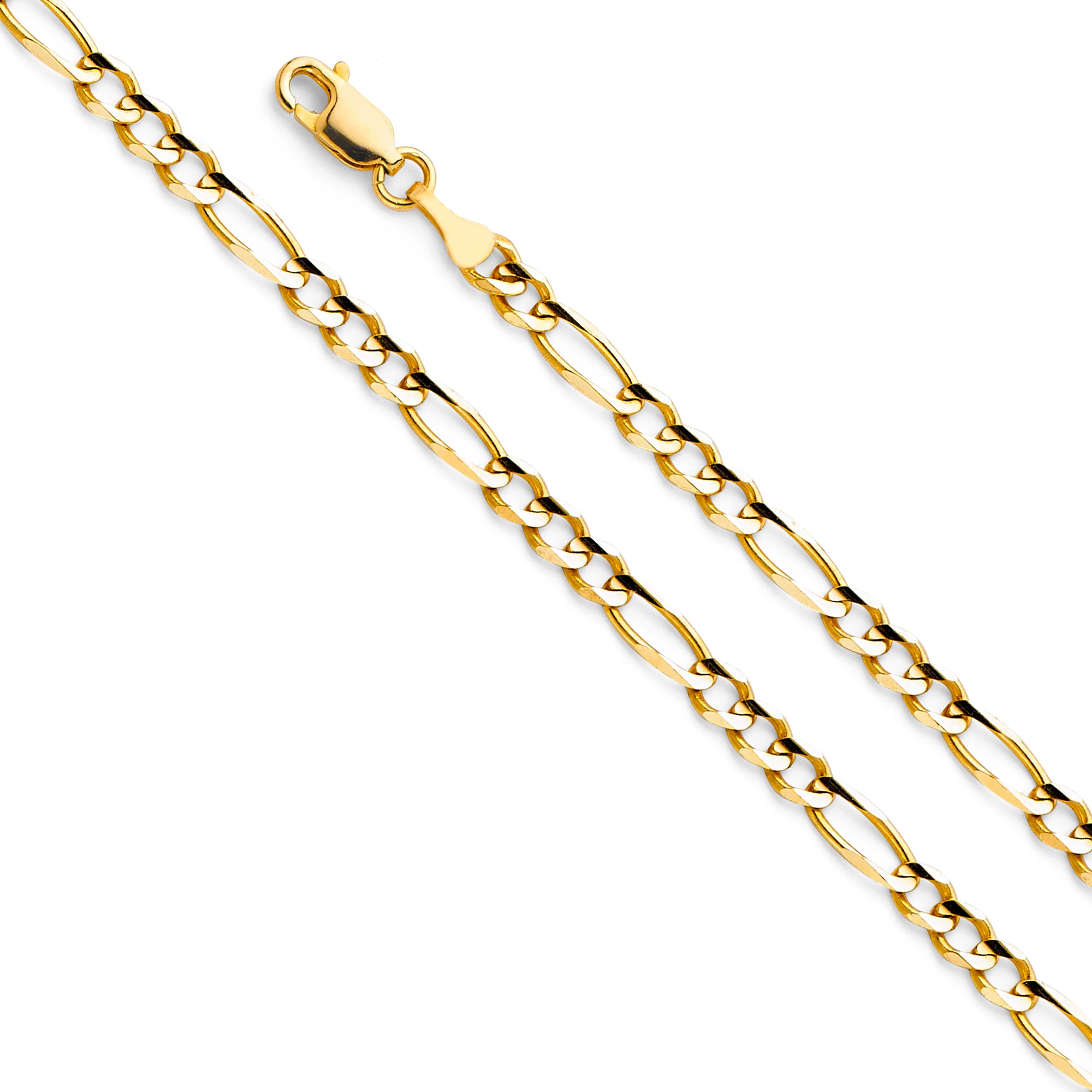 14K Yellow Gold Figaro 3+1 Concave Regular 4mm Chain - CH-0292