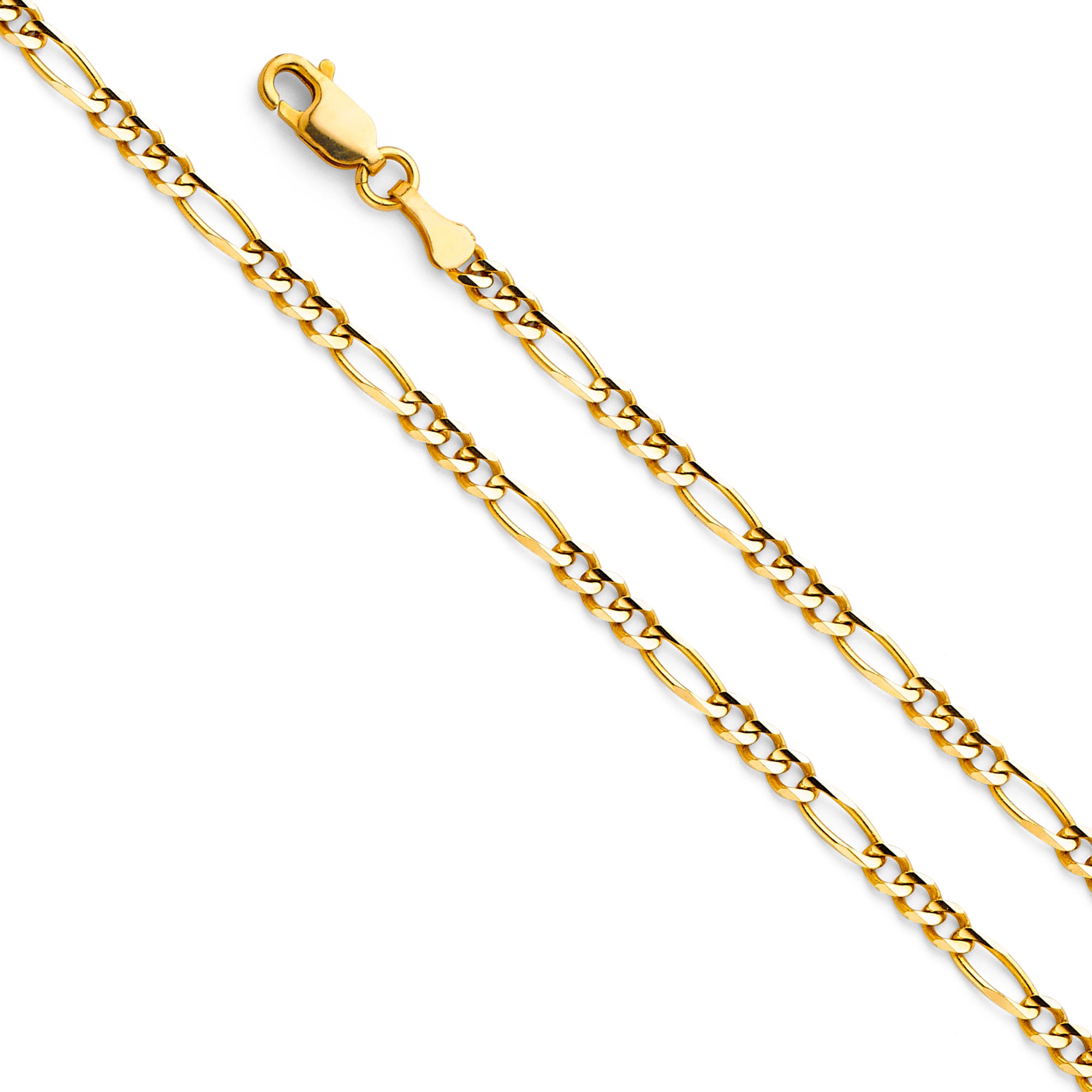 14K Yellow Gold Figaro 3+1 Concave Regular 3.1mm Chain - CH-0293
