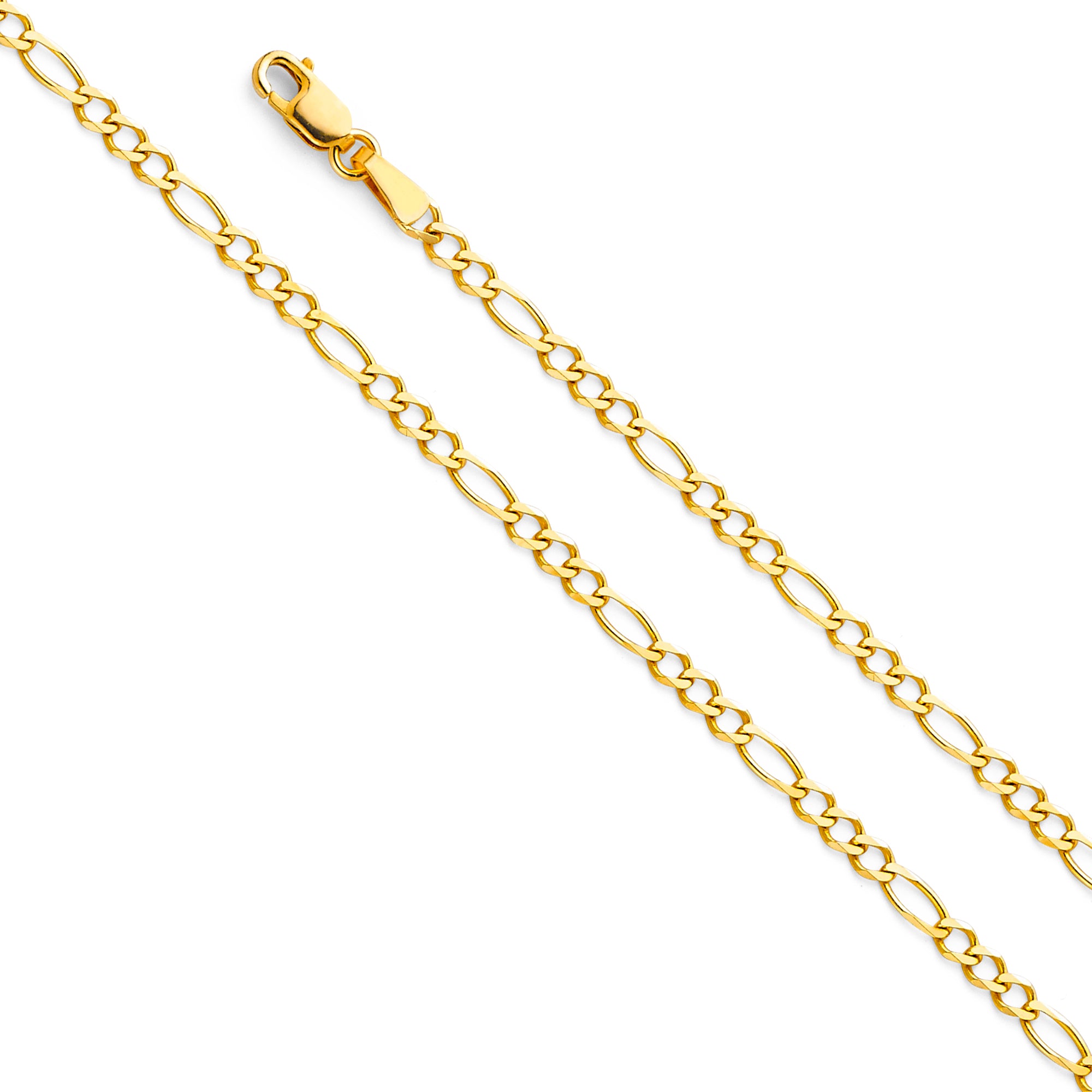 14K Yellow Gold Figaro 3+1 Concave Regular 2.7mm Chain - CH-0294