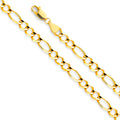 14K Yellow Gold Figaro 3+1 Concave Open Light 5.6mm Chain - CH-0295