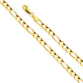 14K Yellow Gold Figaro 3+1 Concave Open Light 4.7mm Chain - CH-0296