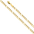 14K Yellow Gold Figaro 3+1 Concave Open Light 3.9mm Chain - CH-0297