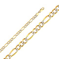 14K White Gold Figaro 3+1 Regular White Pave 6mm Chain - CH-0301