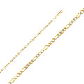 14K White Gold Figaro 3+1 Regular White Pave 2.7mm Chain - CH-0305
