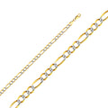 14K White Gold Figaro 3+1 Open Light White Pave 4.7mm Chain - CH-0307