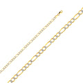 14K White Gold Figaro 3+1 Open Light White Pave 3.9mm Chain - CH-0308