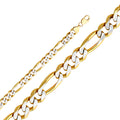 14K White Gold Figaro 3+1 Regular White Pave 11.3mm Chain - CH-0309