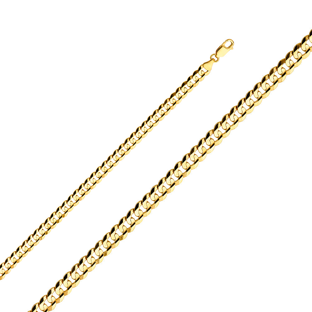 14K Yellow Gold Curb Concave Regular 6.9mm Chain - CH-0314