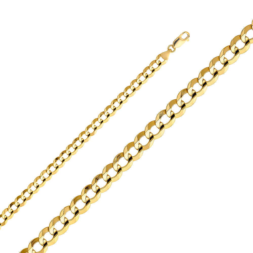 14K Yellow Gold Curb Concave Open Light 7mm Chain - CH-0318