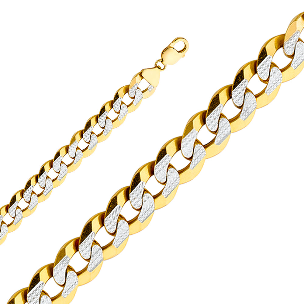 14K White Gold Curb Regular White Pave 14mm Chain - CH-0319