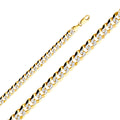 14K White Gold Curb Regular White Pave 9.8mm Chain - CH-0321