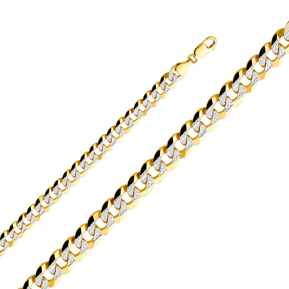 14K White Gold Curb Regular White Pave 9.8mm Chain - CH-0321
